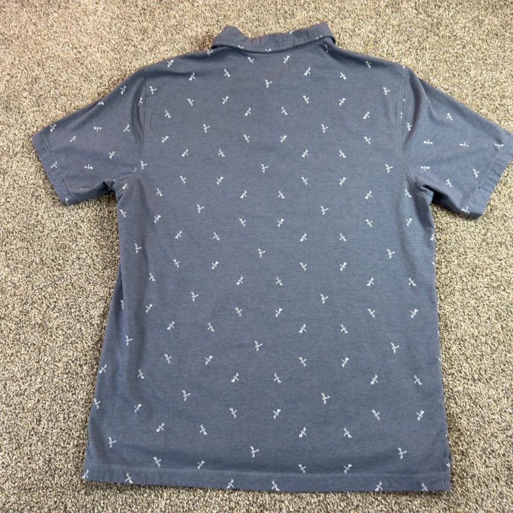 Linksoul‎ Mens Dragonfly Print Golf Polo Blue Short Sleeve Large Casual Stretch